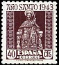 Spain 1943 Jubilee Year 40 CTS Marron Edifil 962. 962. Uploaded by susofe